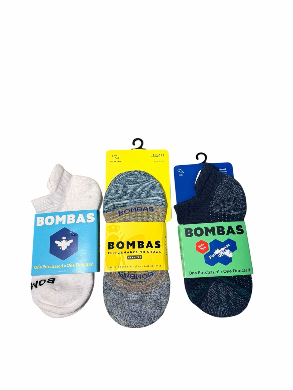 Bombas No-Show Performance Golf Bundle, 3 pack SMALL NWT